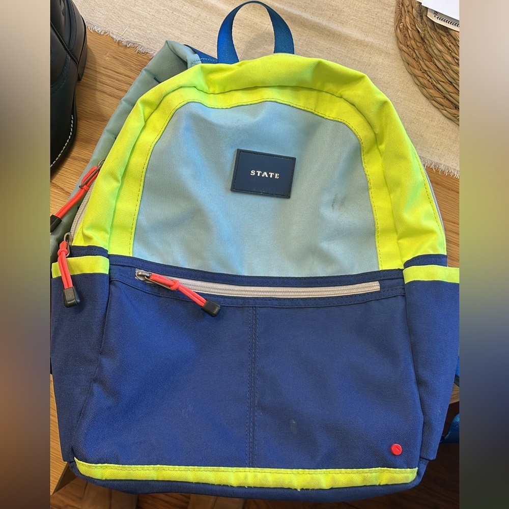 STATE Blue and Neon Yellow Backpack